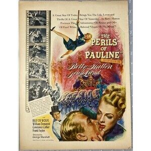 "The Perils of Pauline" Movie Print Ad Circa '47 Billy De Wolfe-William Demarest